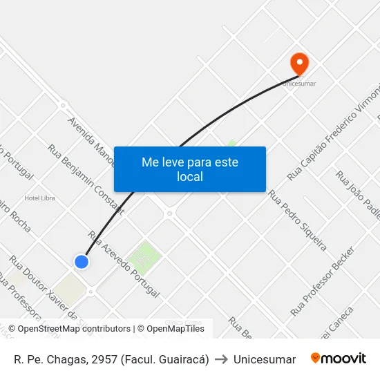 R. Pe. Chagas, 2957 (Facul. Guairacá) to Unicesumar map