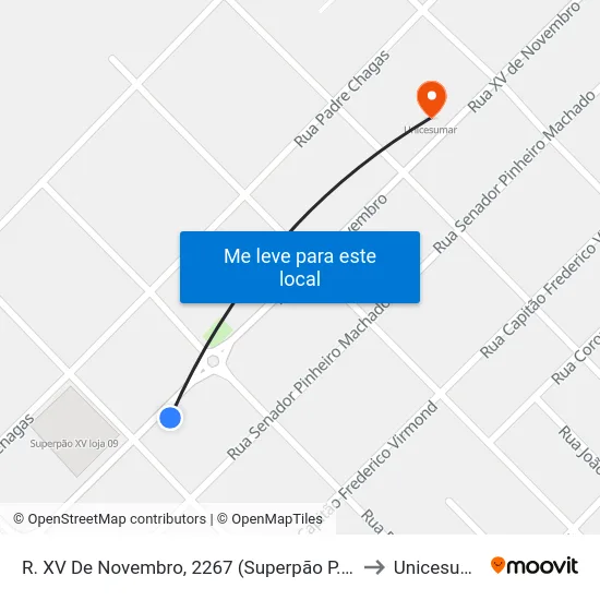 R. XV De Novembro, 2267 (Superpão P. Extra) to Unicesumar map