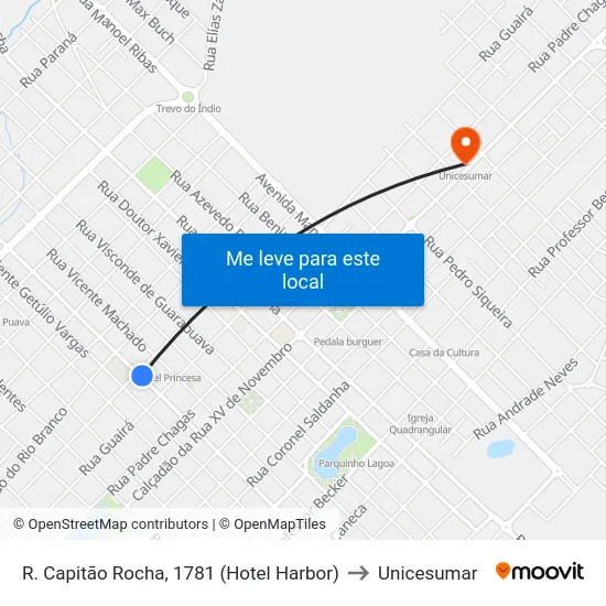 R. Capitão Rocha, 1781 (Hotel Harbor) to Unicesumar map