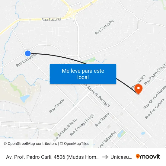 Av. Prof. Pedro Carli, 4506  (Mudas Home Garden) to Unicesumar map