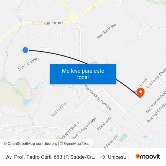 Av. Prof. Pedro Carli, 663 (P. Saúde/Creche) to Unicesumar map