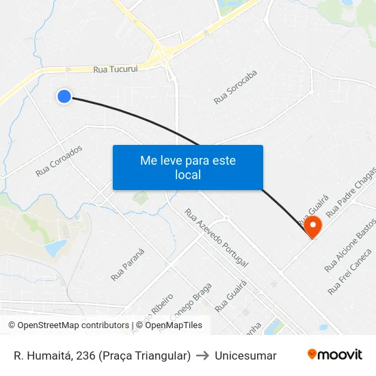 R. Humaitá, 236 (Praça Triangular) to Unicesumar map