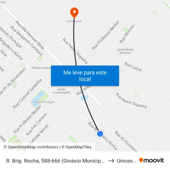 R. Brig. Rocha, 588-666 (Ginásio Municipal Joaquim Prestes) to Unicesumar map