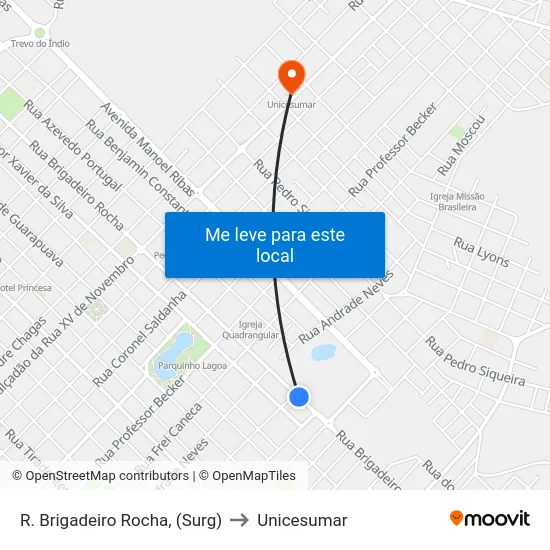 R. Brigadeiro Rocha, (Surg) to Unicesumar map