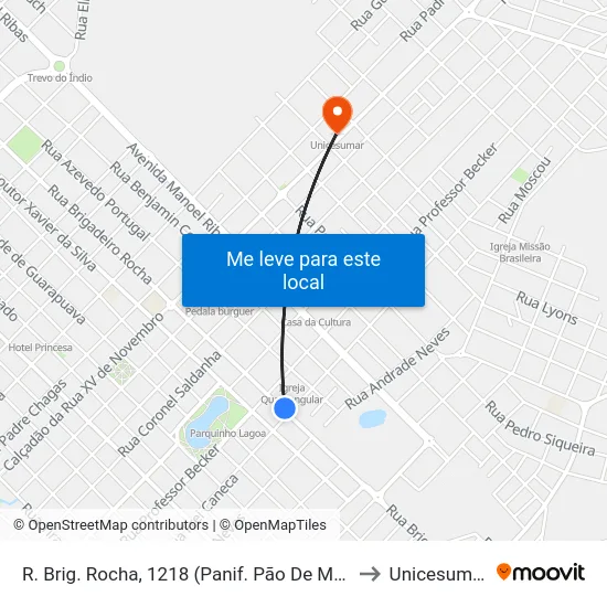 R. Brig. Rocha, 1218 (Panif. Pão De Mel) to Unicesumar map