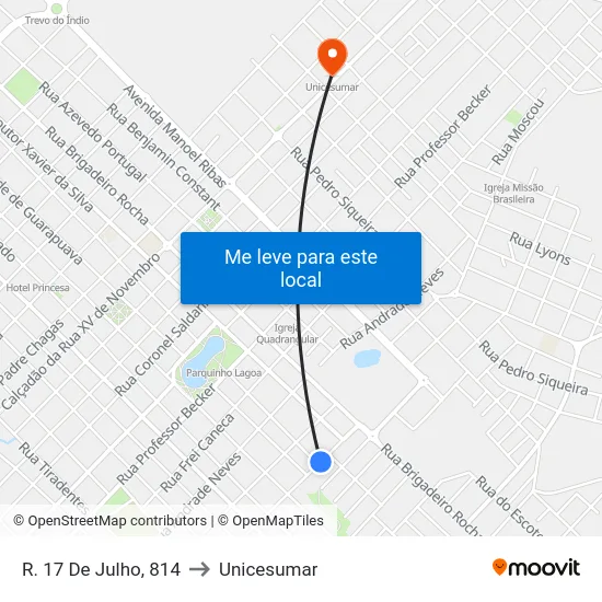 R. 17 De Julho, 814 to Unicesumar map