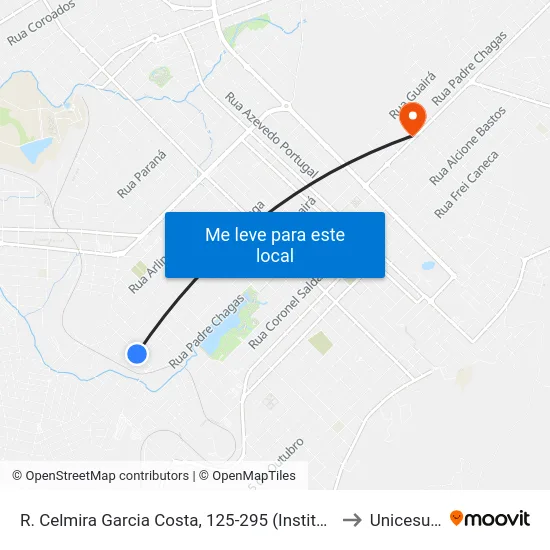 R. Celmira Garcia Costa, 125-295 (Instituto Cabreira) to Unicesumar map