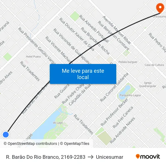 R. Barão Do Rio Branco, 2169-2283 to Unicesumar map