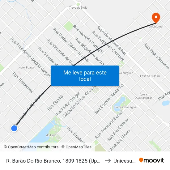 R. Barão Do Rio Branco, 1809-1825 (Upa Do Batel) to Unicesumar map