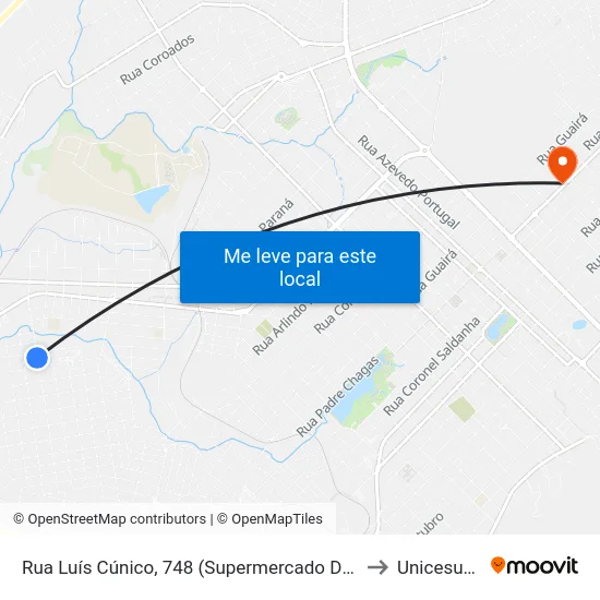 Rua Luís Cúnico, 748 (Supermercado Dalpozzo) to Unicesumar map