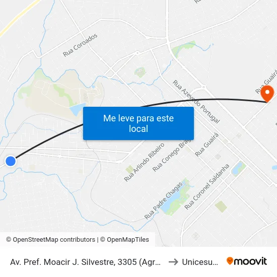 Av. Pref. Moacir J. Silvestre, 3305 (Agroferter) to Unicesumar map