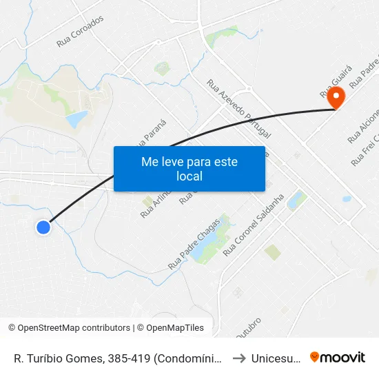 R. Turíbio Gomes, 385-419 (Condomínio Cúnico) to Unicesumar map