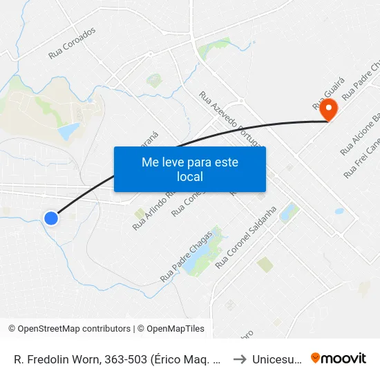 R. Fredolin Worn, 363-503 (Érico Maq. Agricolas) to Unicesumar map