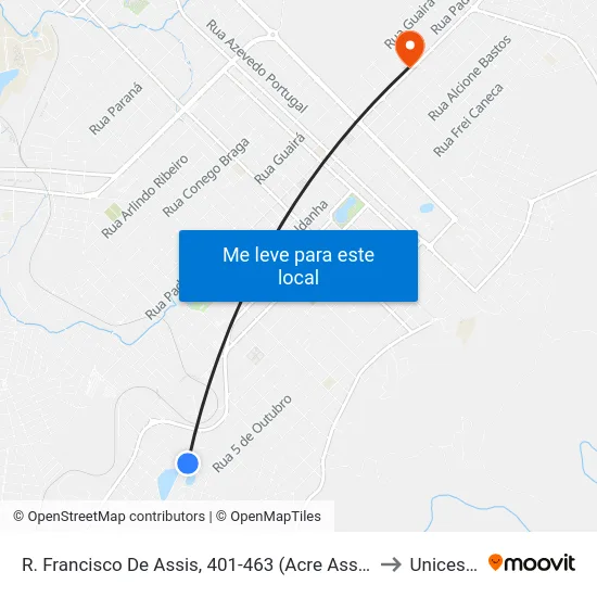 R. Francisco De Assis, 401-463 (Acre Associação Unicentro) to Unicesumar map