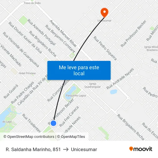 R. Saldanha Marinho, 851 to Unicesumar map