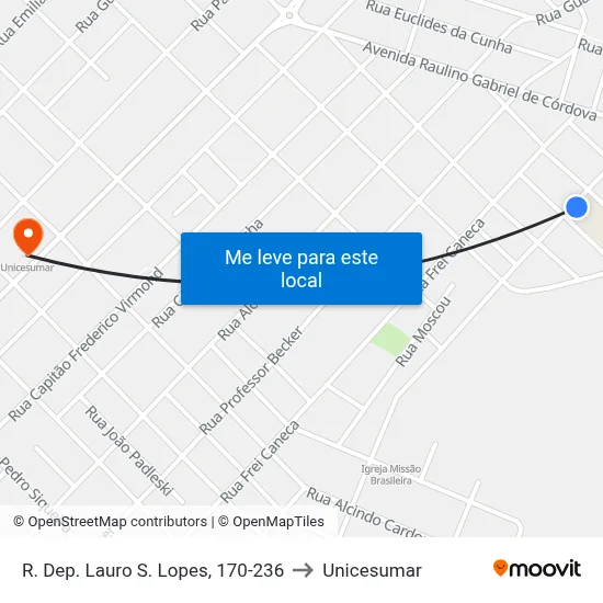 R. Dep. Lauro S. Lopes, 170-236 to Unicesumar map