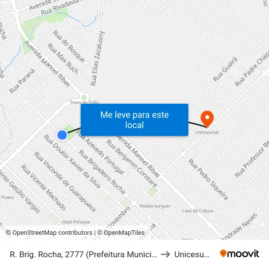 R. Brig. Rocha, 2777 (Prefeitura Municipal) to Unicesumar map