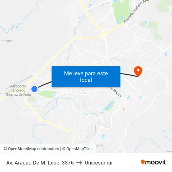 Av. Aragão De M. Leão, 3376 to Unicesumar map