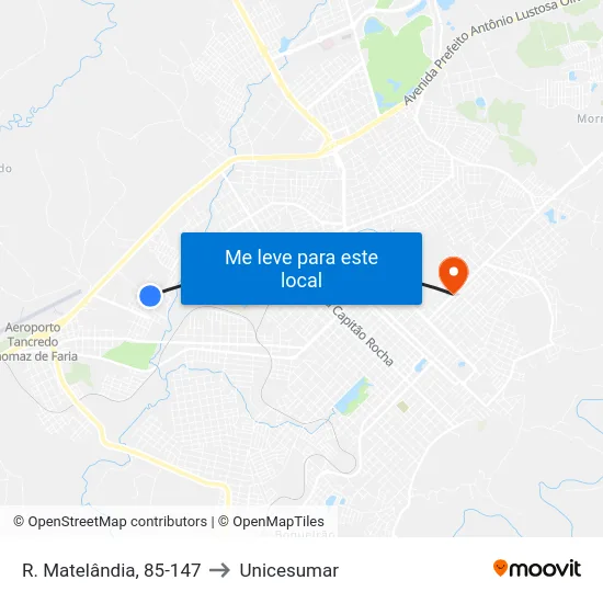 R. Matelândia, 85-147 to Unicesumar map