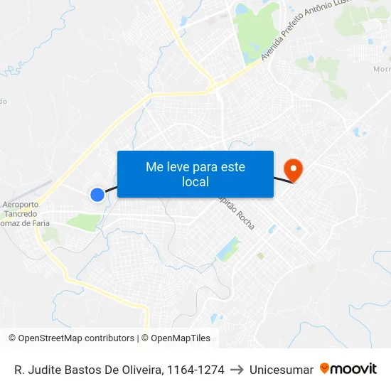 R. Judite Bastos De Oliveira, 1164-1274 to Unicesumar map