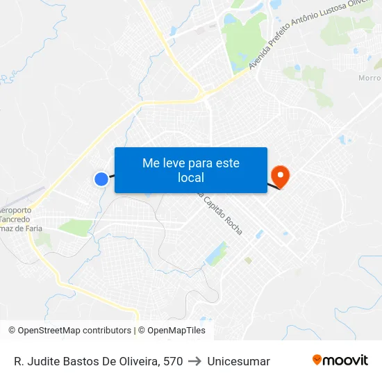 R. Judite Bastos De Oliveira, 570 to Unicesumar map