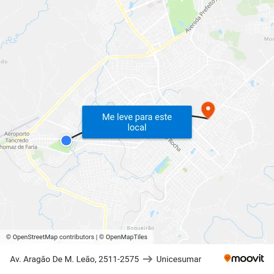 Av. Aragão De M. Leão, 2511-2575 to Unicesumar map
