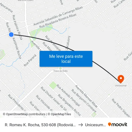 R. Romeu K. Rocha, 530-608 (Rodoviária) to Unicesumar map