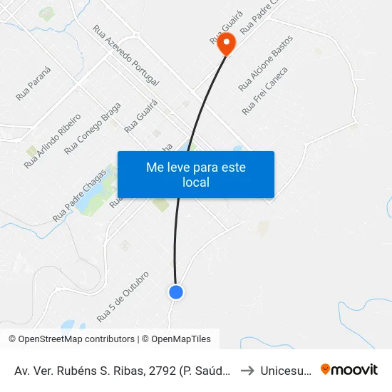 Av. Ver. Rubéns S. Ribas, 2792 (P. Saúde/Creche) to Unicesumar map