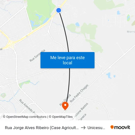Rua Jorge Alves Ribeiro (Case Agricultura) to Unicesumar map