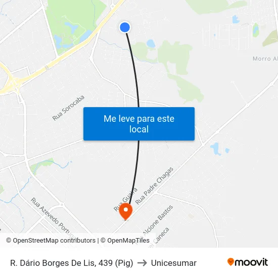 R. Dário Borges De Lis, 439 (Pig) to Unicesumar map