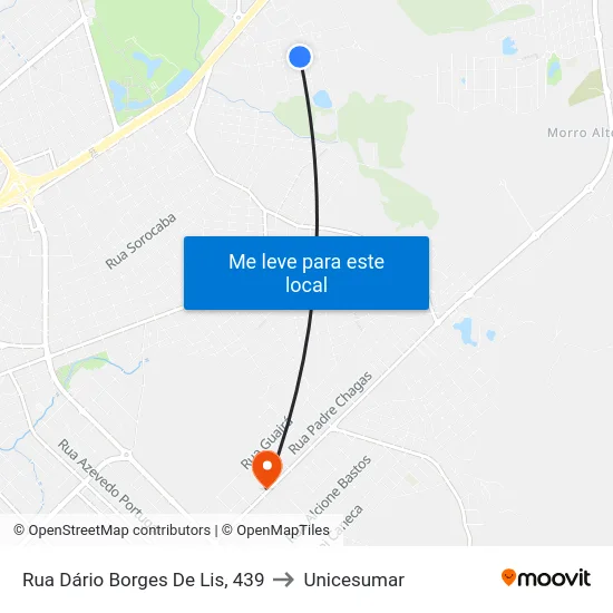Rua Dário Borges De Lis, 439 to Unicesumar map