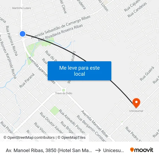 Av. Manoel Ribas, 3850 (Hotel San Marino) to Unicesumar map