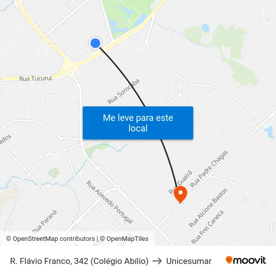 R. Flávio Franco, 342 (Colégio Abílio) to Unicesumar map
