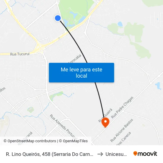 R. Lino Queirós, 458 (Serraria Do Carneiro) to Unicesumar map
