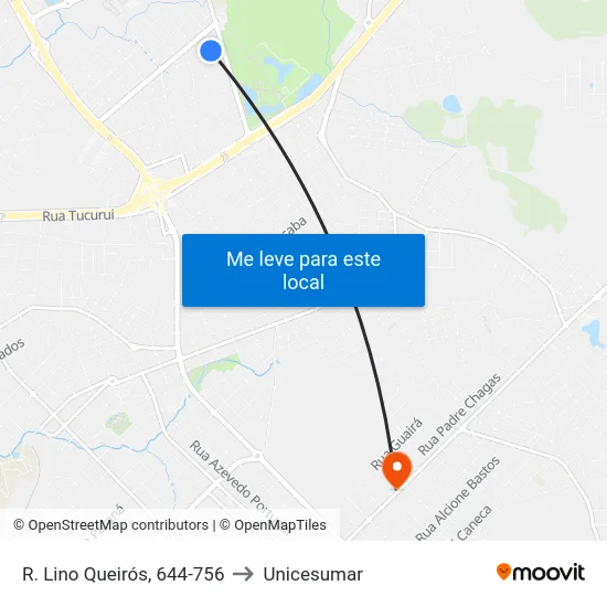 R. Lino Queirós, 644-756 to Unicesumar map