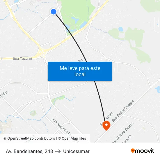 Av. Bandeirantes, 248 to Unicesumar map