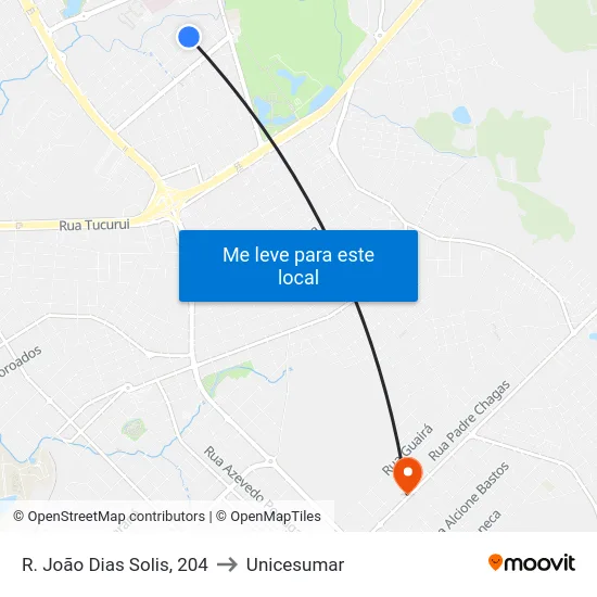 R. João Dias Solis, 204 to Unicesumar map