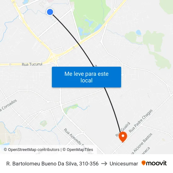 R. Bartolomeu Bueno Da Silva, 310-356 to Unicesumar map