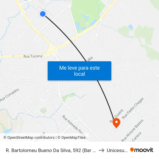 R. Bartolomeu Bueno Da Silva, 592 (Bar Do Fumaça) to Unicesumar map