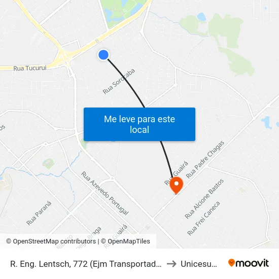 R. Eng. Lentsch, 772 (Ejm Transportadora) to Unicesumar map