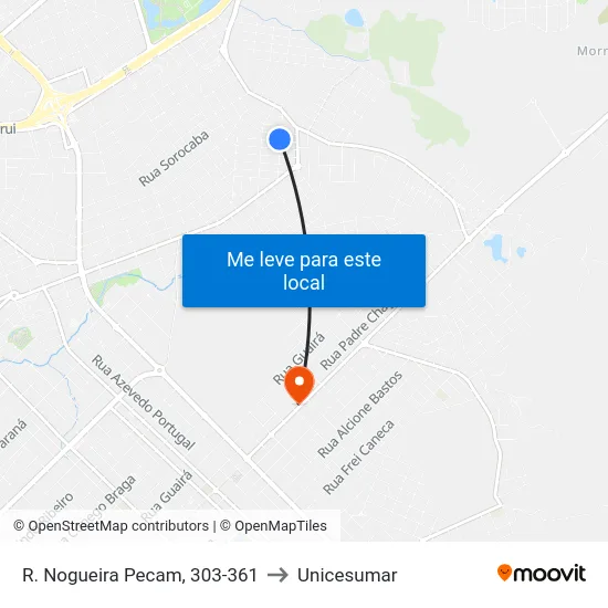 R. Nogueira Pecam, 303-361 to Unicesumar map