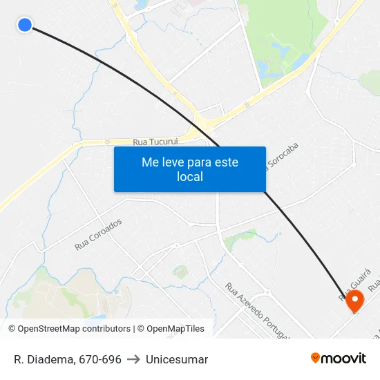 R. Diadema, 670-696 to Unicesumar map