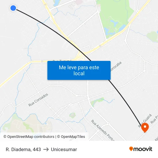 R. Diadema, 443 to Unicesumar map