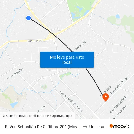 R. Ver. Sebastião De C. Ribas, 201 (Móveis Arúna) to Unicesumar map