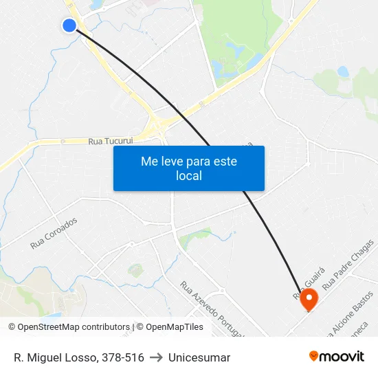 R. Miguel Losso, 378-516 to Unicesumar map
