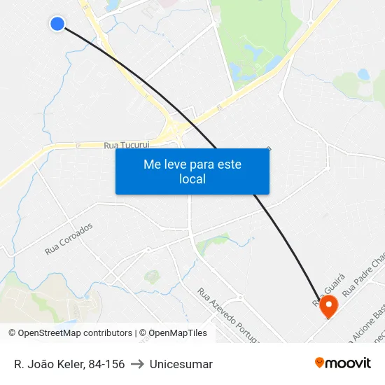 R. João Keler, 84-156 to Unicesumar map