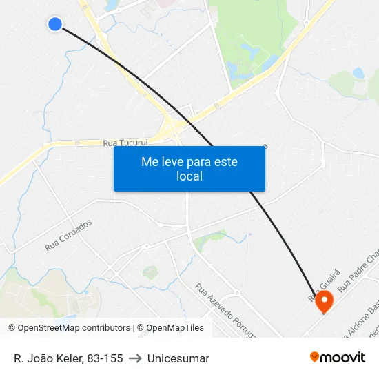 R. João Keler, 83-155 to Unicesumar map
