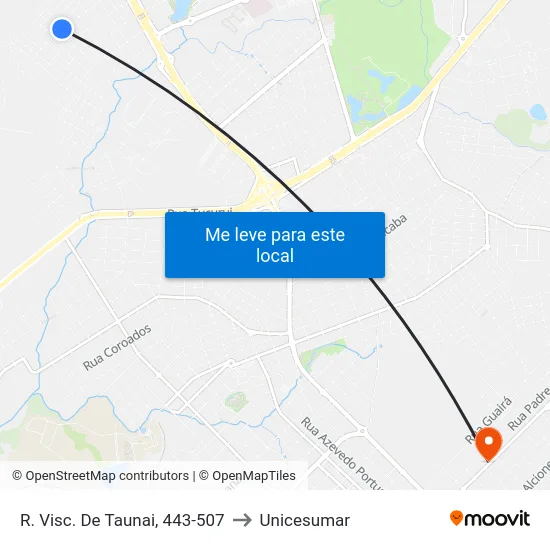 R. Visc. De Taunai, 443-507 to Unicesumar map