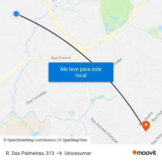 R. Das Palmeiras, 313 to Unicesumar map