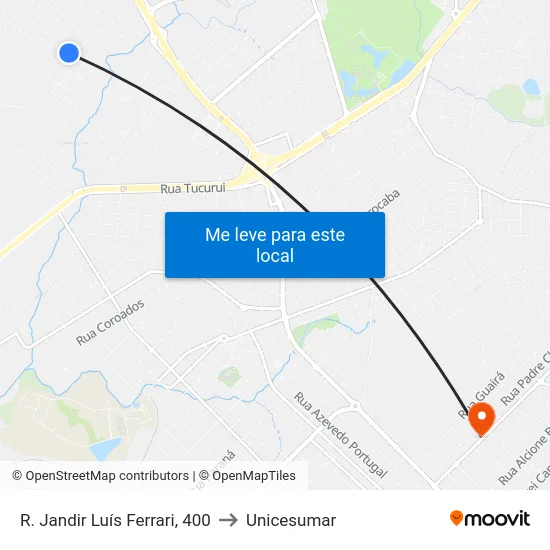 R. Jandir Luís Ferrari, 400 to Unicesumar map